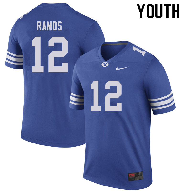 Youth #12 Isaiah Ramos BYU Cougars College Football Jerseys Sale-Royal - Click Image to Close